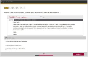 Giao diện khi bắt đầu bài đọc 1